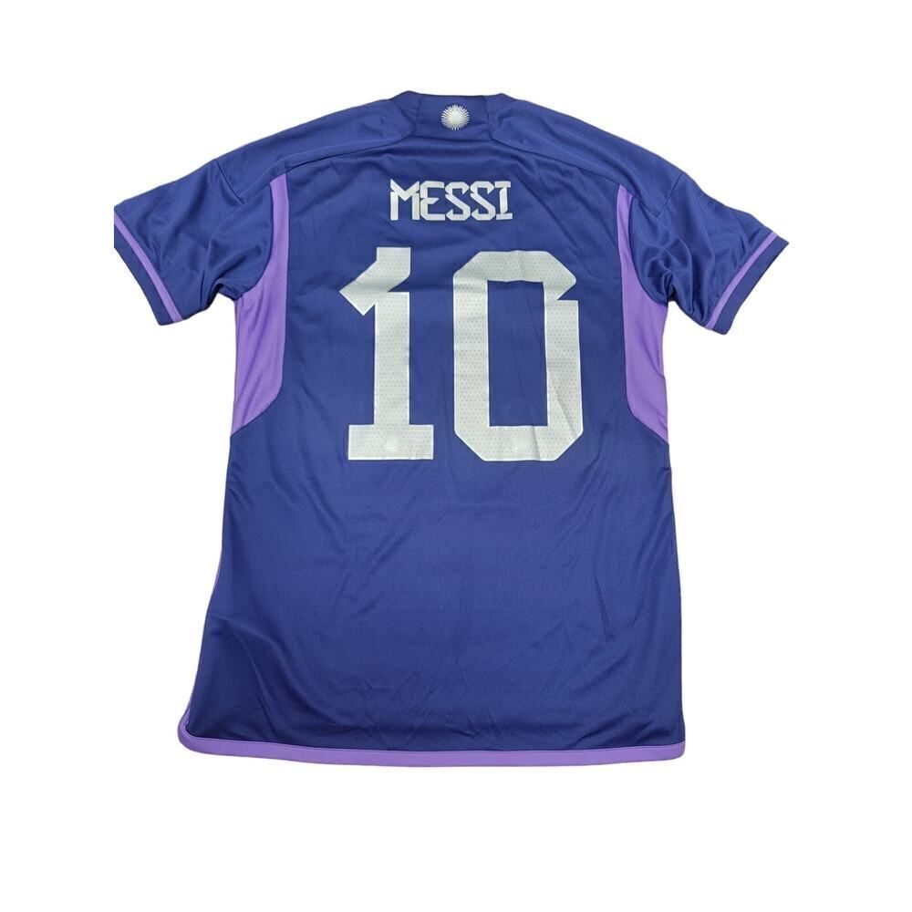 Official Adidas Argentina Away Soccer Jersey 2022 Messi 10 WC Champion Size S
